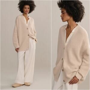 Jenni Kayne $495 Cashmere Cocoon Cardigan Sweater ribbed knit Small